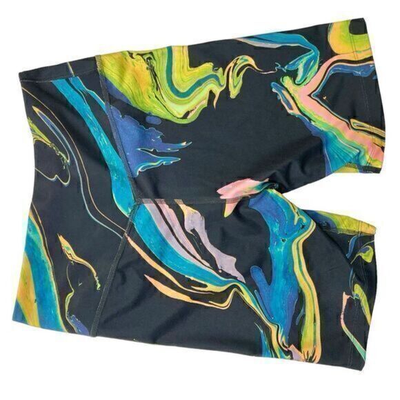 Nike Dri Fit Shorts Womens Small Black Blue Tight Fit Running Pull On Bike Short - Picture 5 of 12